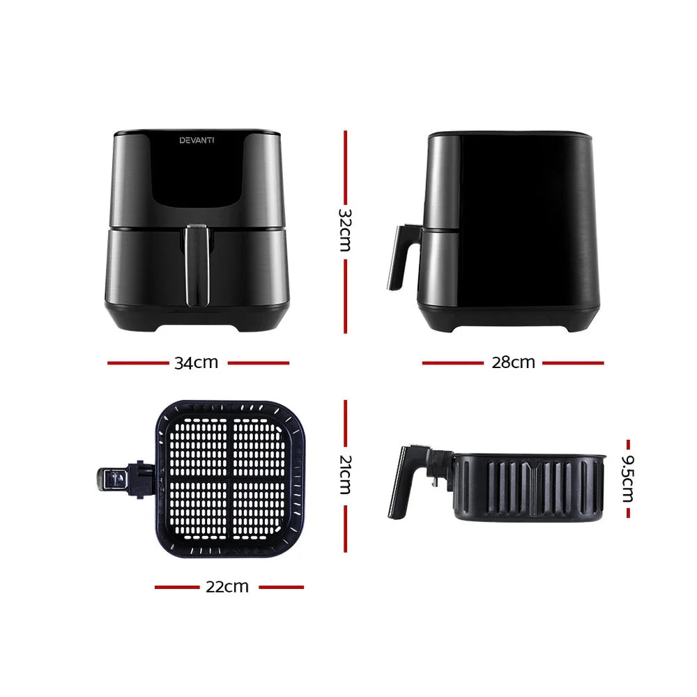 7L エアフライヤー｜ブラックステンレス製・LCDディスプレイ搭載［大容量・静音調理］