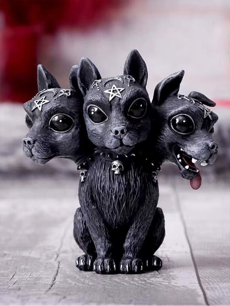 Cerberus Ornaments Resin New Mythology Cuteb Animal Statue Decorative Desk Halloween Black Gift Home Mini Accessories Carving