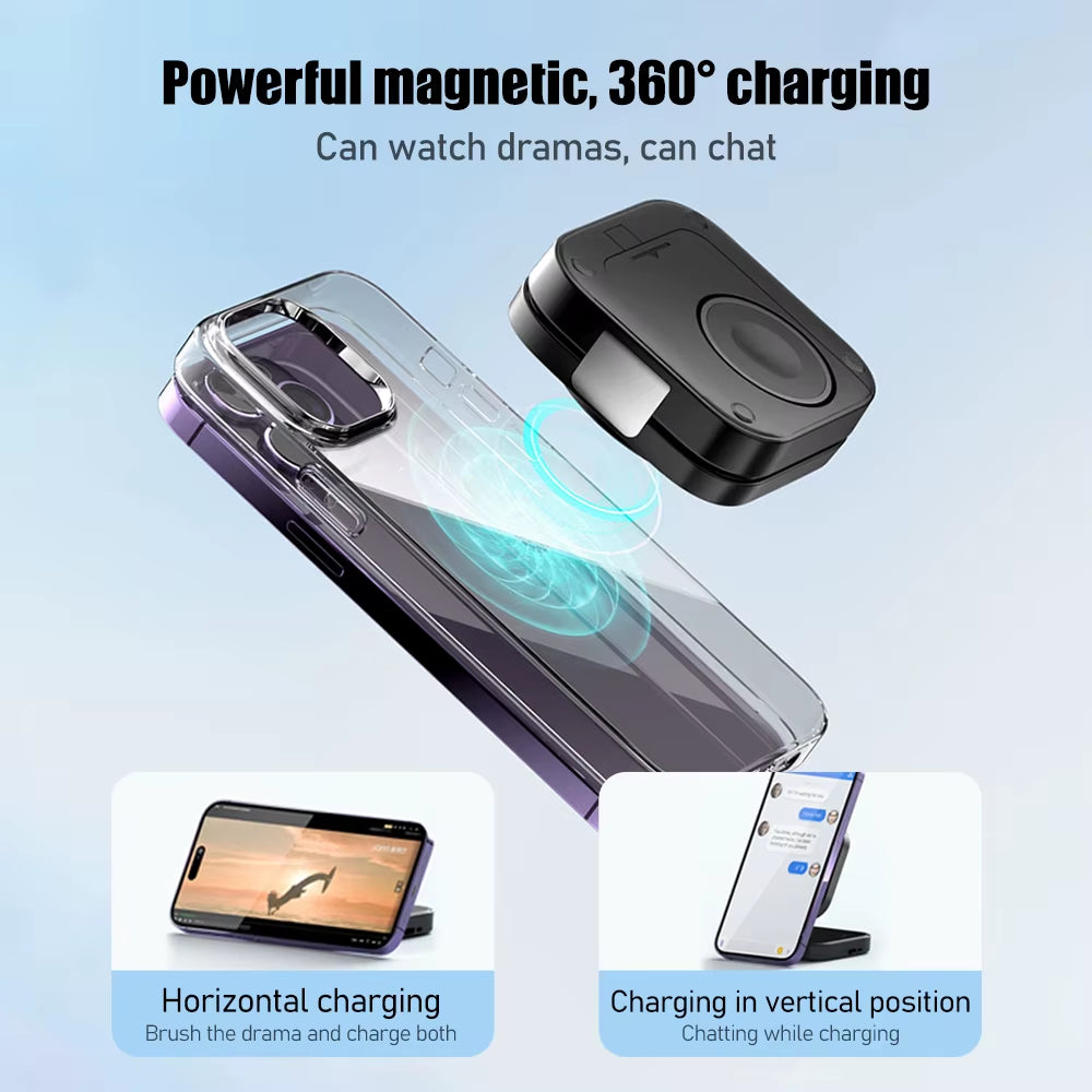 Foldable 3In1 Magnetic Wireless Charging for Apple Qi2 Magsafe Charger Stand for Iphone 16 Pro 15 14 13 Iwatch Airpods Charger
