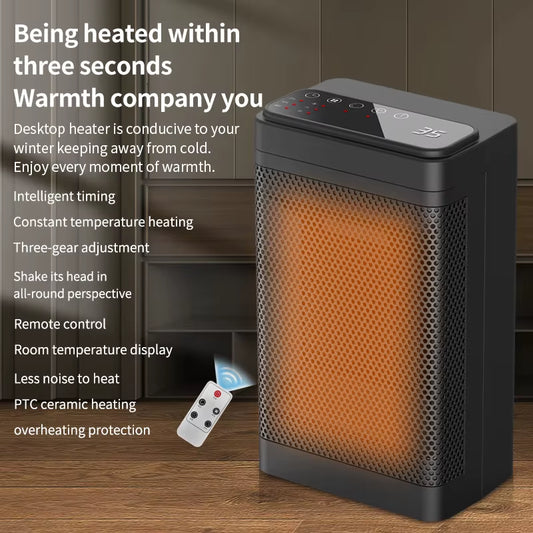 1500W セラミックファンヒーター｜ミニマル設計・リモコン操作対応［デスク＆ベッドルーム用 電気暖房］