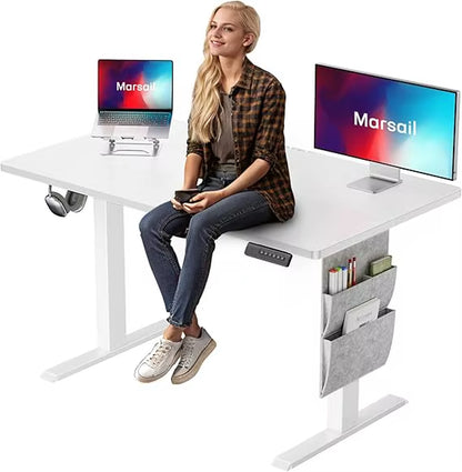 Standing Desk Adjustable Height Home Office Desk,‎48X24 Inch Electric Standing Desk, Stand up Desk with Storage Bag,Head