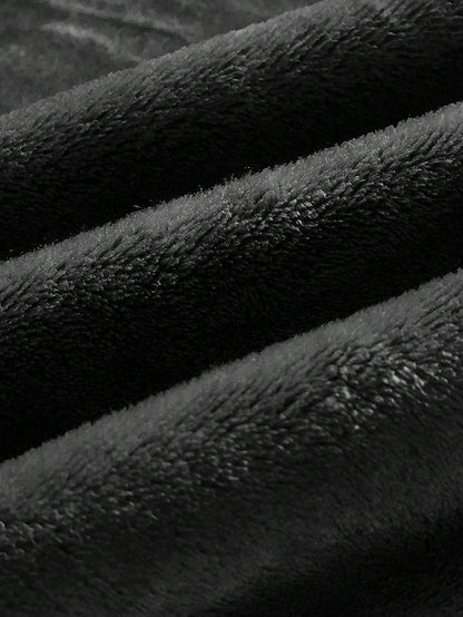 ミニマルソリッドブランケット｜ブラック・シンプルデザイン・ポリエステル製ソフトプラッシュ毛布［寝室用・あたたかくやわらかな肌触り］