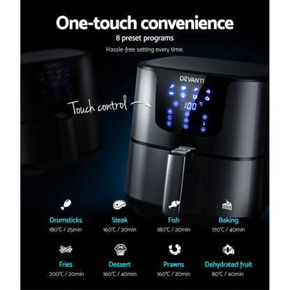 7L エアフライヤー｜ブラックステンレス製・LCDディスプレイ搭載［大容量・静音調理］