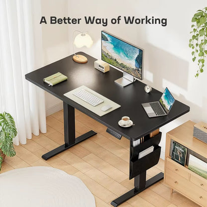 Standing Desk Adjustable Height Home Office Desk,‎48X24 Inch Electric Standing Desk, Stand up Desk with Storage Bag,Head