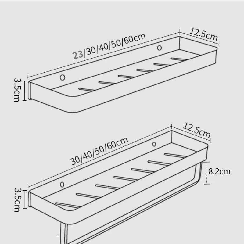 バスルームコーナーシェルフ｜壁付け式・ブラックアルミ製収納ラック［キッチン・洗面所対応］