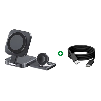 Foldable 3In1 Magnetic Wireless Charging for Apple Qi2 Magsafe Charger Stand for Iphone 16 Pro 15 14 13 Iwatch Airpods Charger