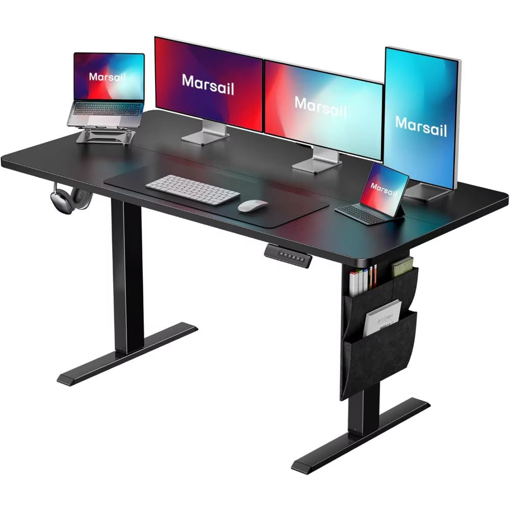 Standing Desk Adjustable Height Home Office Desk,‎48X24 Inch Electric Standing Desk, Stand up Desk with Storage Bag,Head