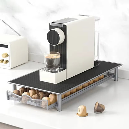 コーヒーカプセル専用ドロワーホルダー｜最大40個収納・引き出し式オーガナイザー［ブラック・カウンター用アクセサリー］