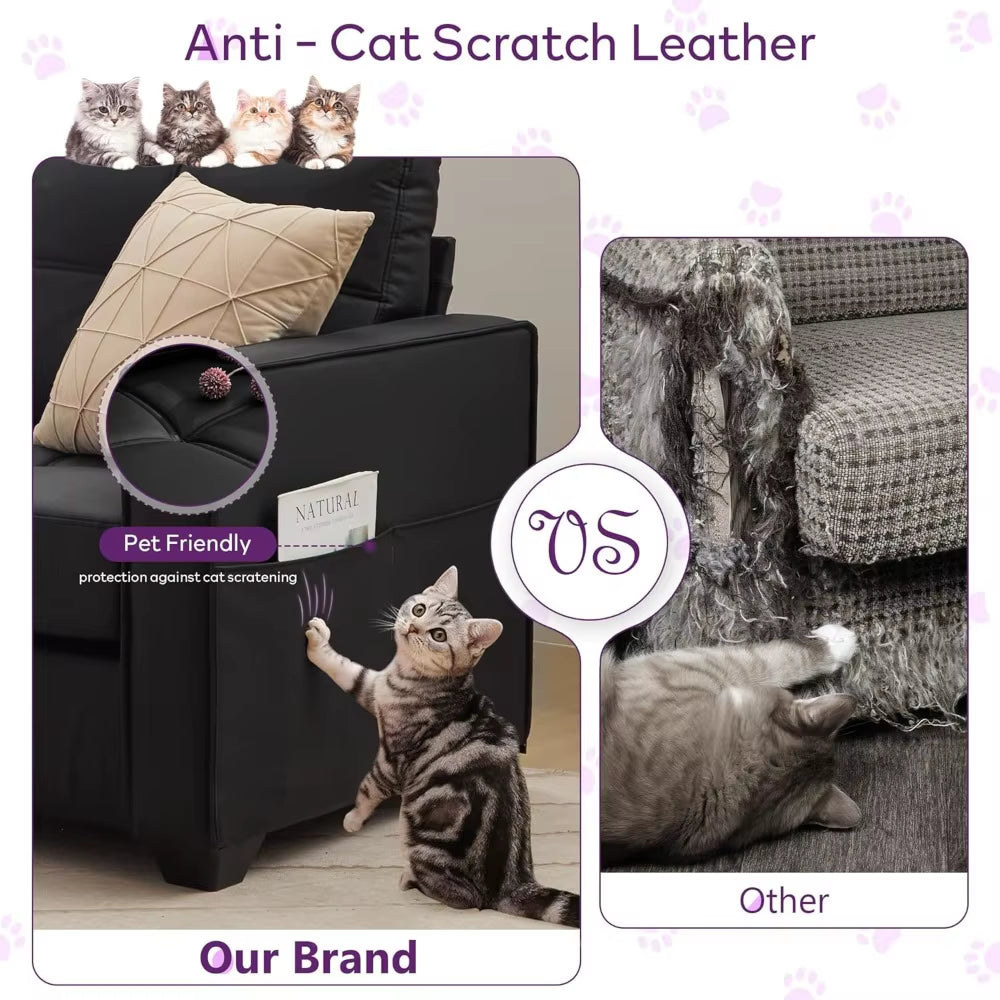 ブラックフェイクレザー アームチェア｜オーバーサイズ・ミッドセンチュリーデザイン・リビング用アクセントチェア