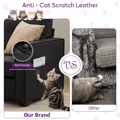 ブラックフェイクレザー アームチェア｜オーバーサイズ・ミッドセンチュリーデザイン・リビング用アクセントチェア