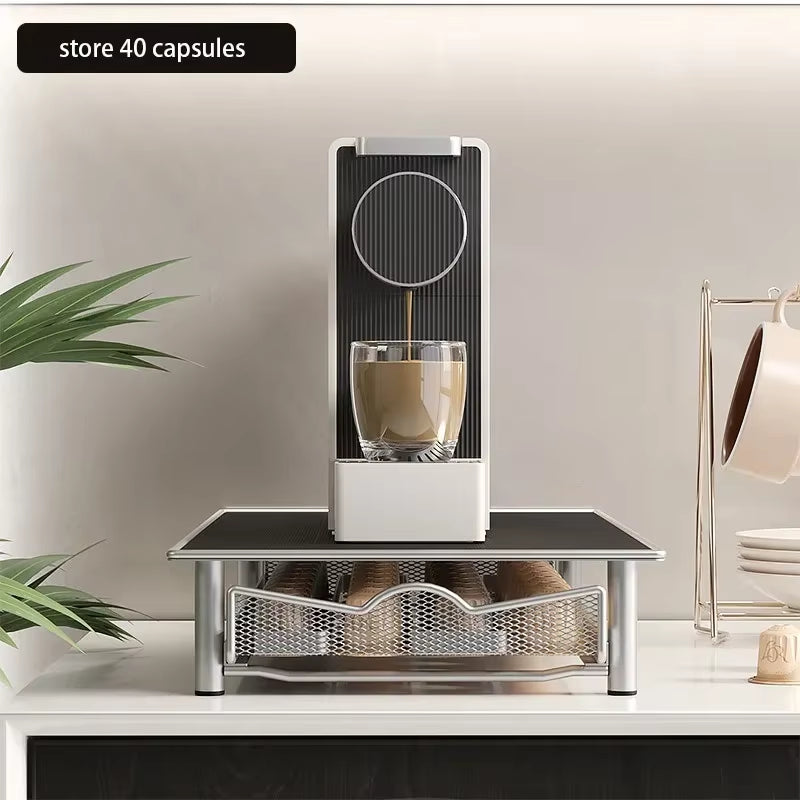 コーヒーカプセル専用ドロワーホルダー｜最大40個収納・引き出し式オーガナイザー［ブラック・カウンター用アクセサリー］