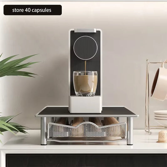 コーヒーカプセル専用ドロワーホルダー｜最大40個収納・引き出し式オーガナイザー［ブラック・カウンター用アクセサリー］