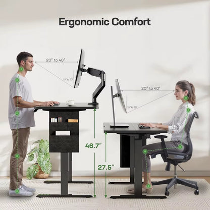 Standing Desk Adjustable Height Home Office Desk,‎48X24 Inch Electric Standing Desk, Stand up Desk with Storage Bag,Head