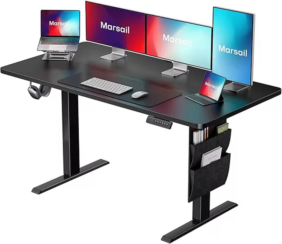 Standing Desk Adjustable Height Home Office Desk,‎48X24 Inch Electric Standing Desk, Stand up Desk with Storage Bag,Head