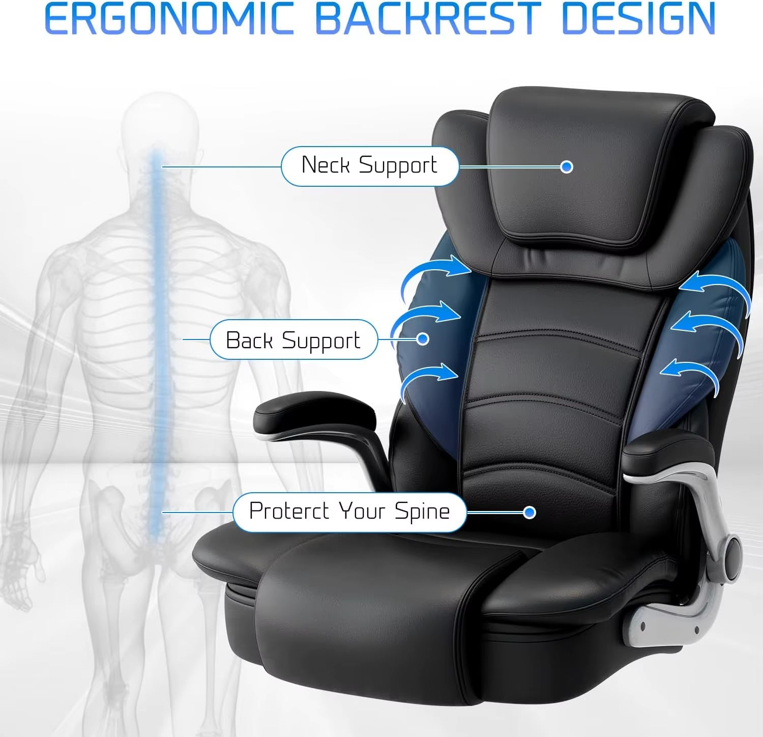 ワイドシート ハイバックエグゼクティブチェア｜400ポンド耐荷重・PU