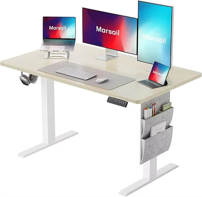 Standing Desk Adjustable Height Home Office Desk,‎48X24 Inch Electric Standing Desk, Stand up Desk with Storage Bag,Head