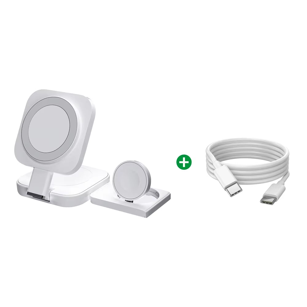 Foldable 3In1 Magnetic Wireless Charging for Apple Qi2 Magsafe Charger Stand for Iphone 16 Pro 15 14 13 Iwatch Airpods Charger